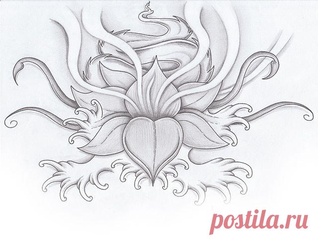 Эскизы тату лотос | ТриТатушки