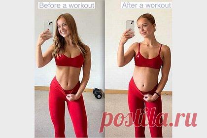Фитнес-блогерша раскрыла причину вздутия живота после тренировки и показала фото. Фитнес-блогерша Лиз, известная в соцсетях под никнеймом Liz Bites Back, раскрыла причину вздутия живота после тренировки и показала личные фото до и после занятия в тренажерном зале. Она объяснила, что тело может измениться таким образом, если последний прием пищи состоялся непосредственно перед тренировкой.