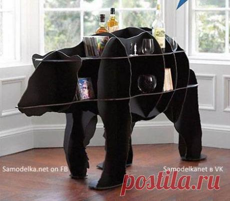 Идея для оригинального мишки-этажерки из фанеры. Построена &quot;из обычного листвого материала с пропилами&quot;...