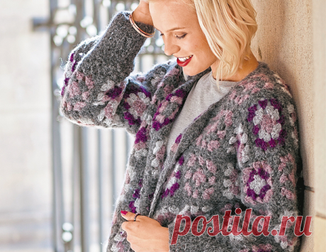 Кардиган из ажурных квадратов - схема вязания крючком. Вяжем Кардиганы на Verena.ru Схема и описание вязания крючком кардигана из ажурных квадратов из журнала «Маленькая Diana» №1/2017