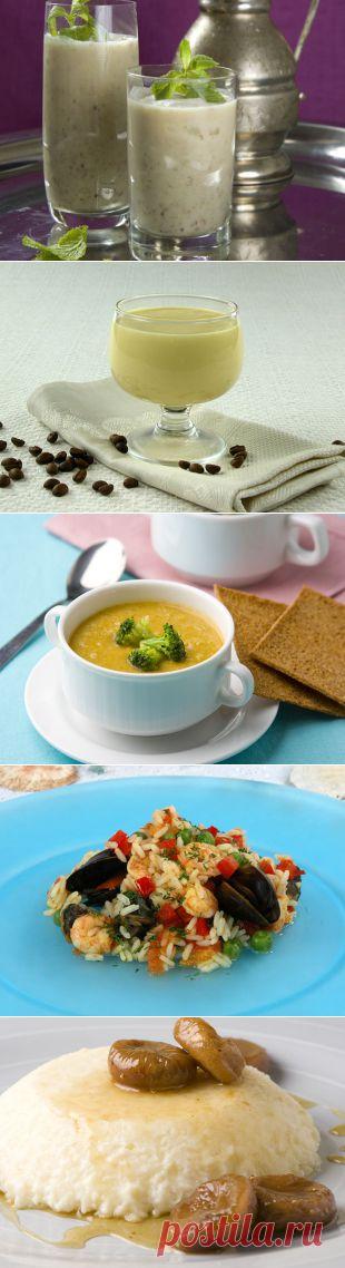 Рисовое, соевое, миндальное молоко. Миндальный суп с брокколи. Морепродукты, тушеные в кокосовом молоке. Рисовый пудинг с соевым молоком