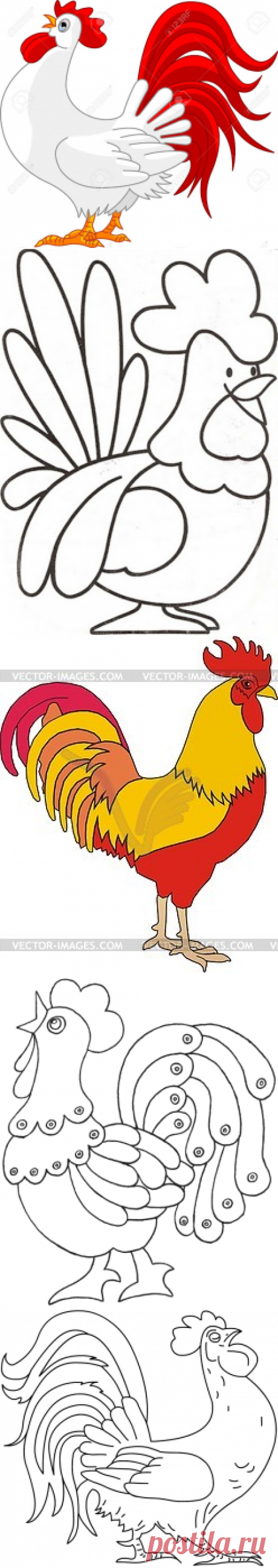 Для вашего рукоделия - картинки и шаблоны петушков. Символ 2017 года