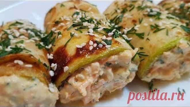 ШИКАРНЫЕ РУЛЕТИКИ ИЗ КАБАЧКОВ С ПИКАНТНОЙ НАЧИНКОЙ