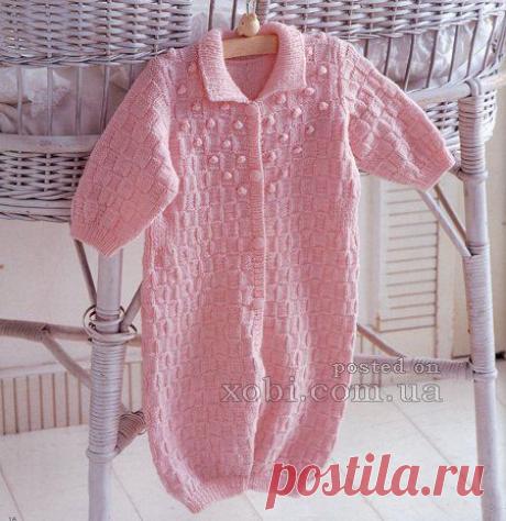 вязаный детский комбинезон спицами схема