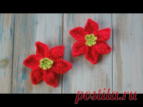 (crochet) How To Crochet a Mini Poinsettia - Yarn Scrap Friday