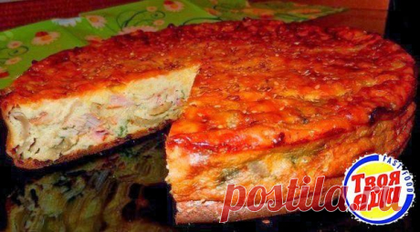 Пирог-сметанник с курицей и грибами