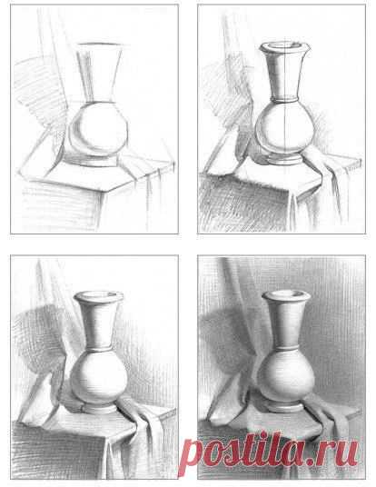 Подборка пособий с поэтапным ведением учебного натюрморта Подборка пособий с поэтапным ведением учебного натюрморта Если вы давно хотели начать рисовать простым карандашом, то сейчас самое время начать.