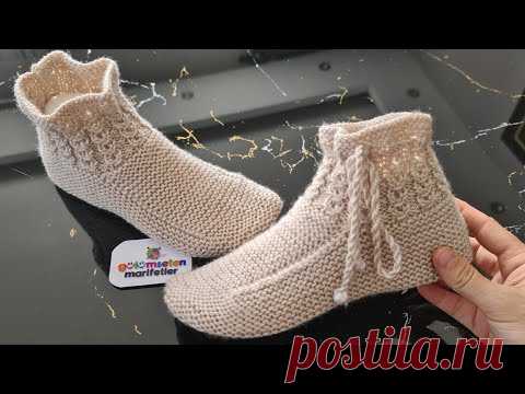 Узорчатое женское вязание моделей носков и пинеток (2 иглы)