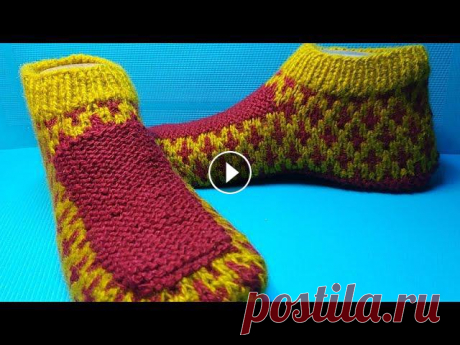 Красивые тапочки/ Следки на двух спицах/ мастер класс #682 Красивые тапочки/ Следки на двух спицах/ мастер класс #682...