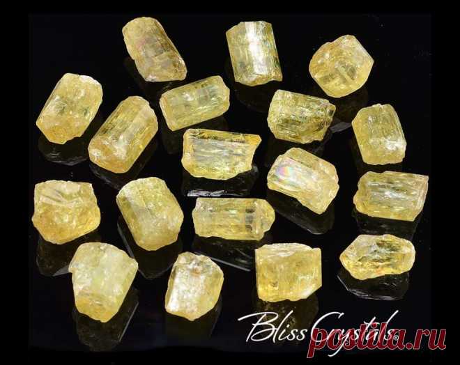 2 Gemmy YELLOW APATITE Rough Crystal Small Size (25 Carat TW) Mineral for Motivation Positive Energy #JN02 BlissCrystals
