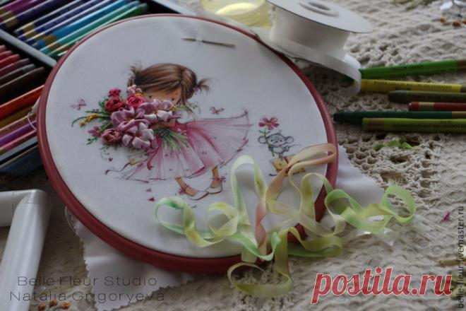 Тонировка лент акварельной пастелью