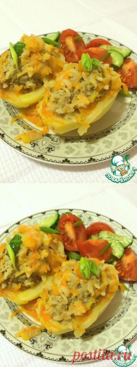 Половинки картофеля с начинкой из мясного фарша - кулинарный рецепт
