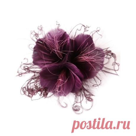 Plum Feather Flower Clip FL-311 - Mother Plucker Feather Company