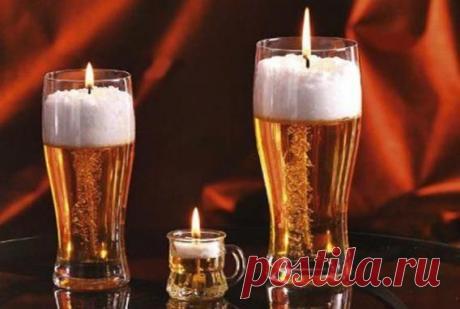 Необычный ароматизатор воздуха: гелевая свеча в виде бокала с пивом