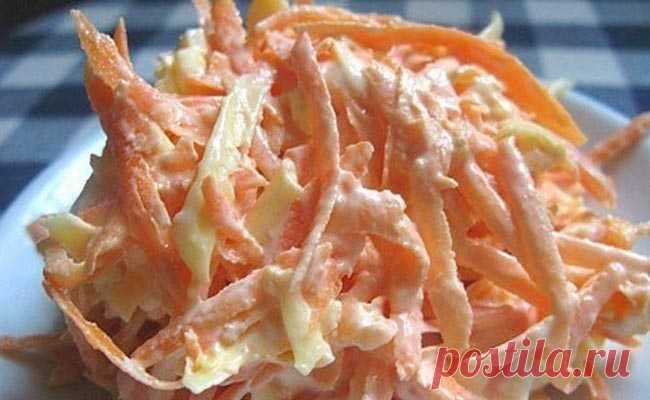 Салат из моркови с яйцом и чесноком