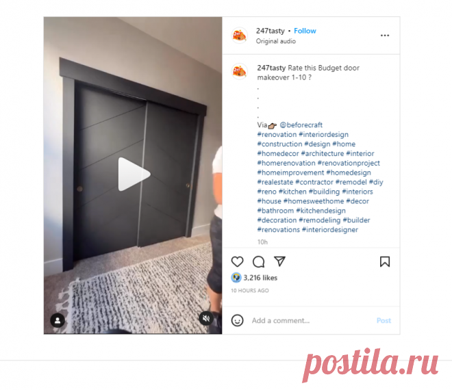 247TASTY on Instagram: “Rate this Budget door makeover 1-10 ? . . . . Via👉🏼 @beforecraft #renovation #interiordesign #construction #design #home #homedecor…”