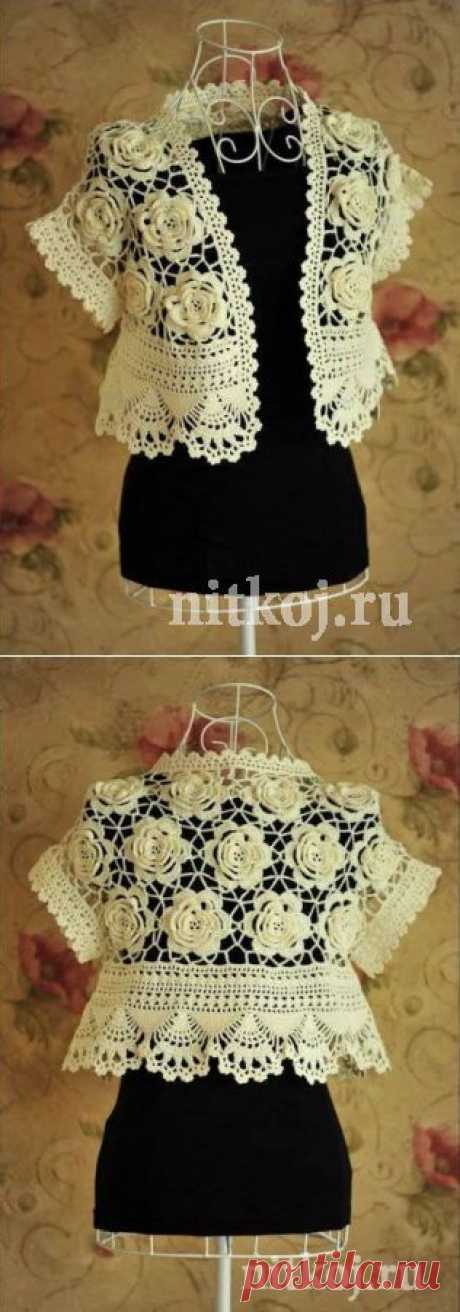 Болеро из цветочных мотивов » Ниткой - вязаные вещи для вашего дома, вязание крючком, вязание спицами, схемы вязания