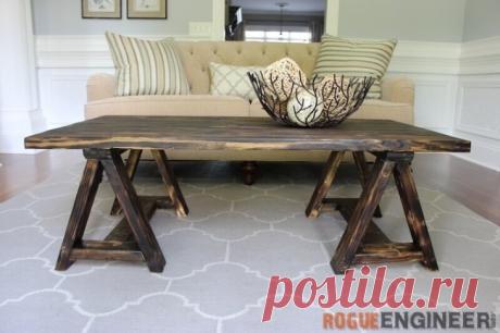 Sawhorse Coffee Table { Free DIY Plans } Rogue Engineer