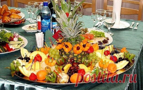 Украшение новогодней нарезки: фруктовая тарелка | Четыре вкуса