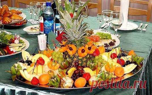Украшение новогодней нарезки: фруктовая тарелка | Четыре вкуса