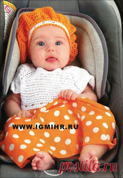 Солнечные краски. Комбинированное платье и желтый берет для малышки 5 месяцев. Крючок На 5 месяцев - Топ.Майка - Вязание для детей -МАСТЕР-КЛАССЫ ПО РУКОДЕЛИЮ- Страна рукоделия