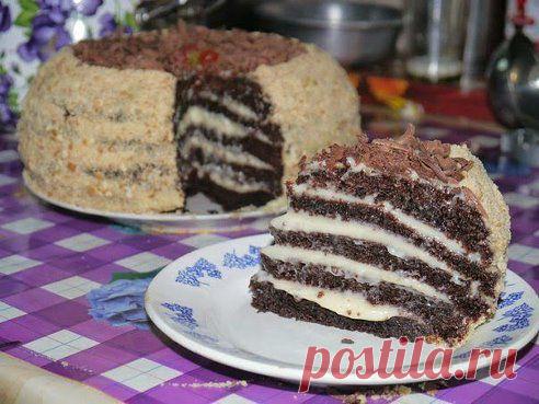 : Торт "Шоколад на кипятке" в мультиварке.Безумно вкуснo!!