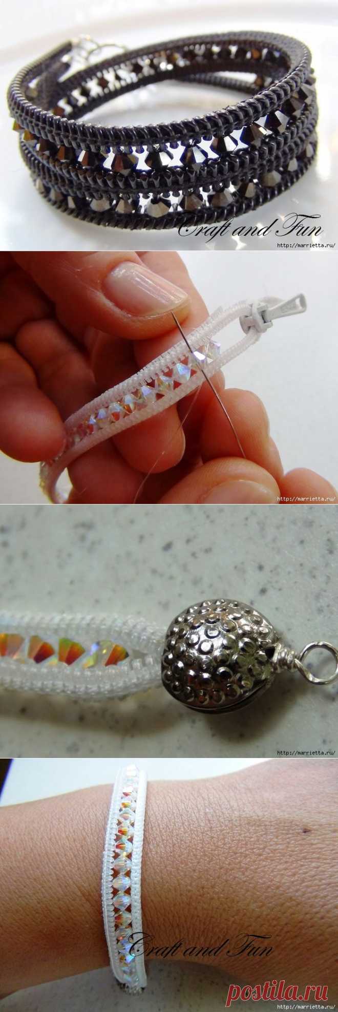 Гламурный ошейник для кошки. Из молнии и бусин-кристаллов Swarovski.