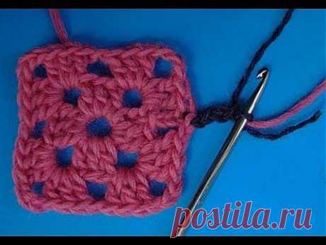 Вязание крючком - Урок 205 - Как спрятать нить - crochet square - YouTube