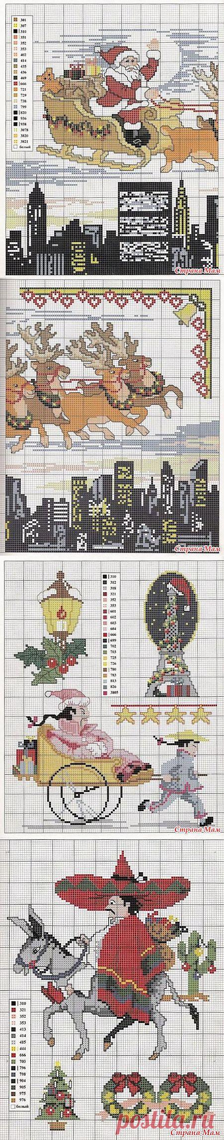 Санта на оленях: Дневник группы "Схемы для вышивки" - Страна Мам