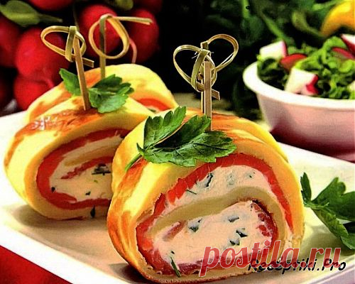 Роллы блинные с форелью и сливочным сыром - быстро, вкусно и просто