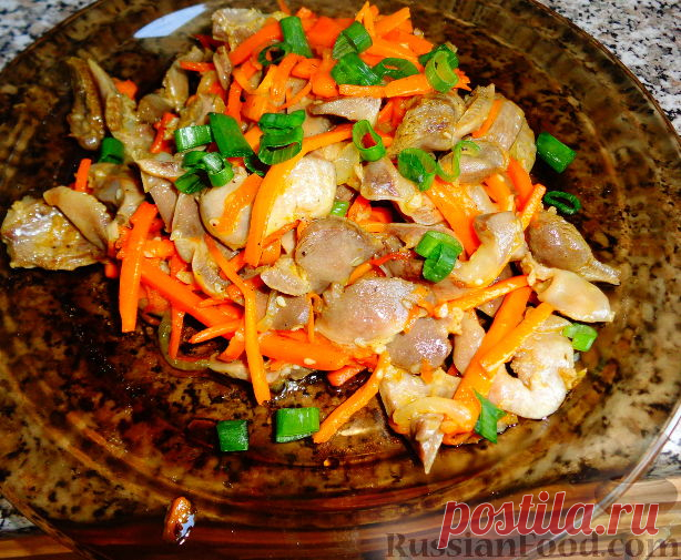 Рецепт: Желудочки куриные по-корейски на RussianFood.com