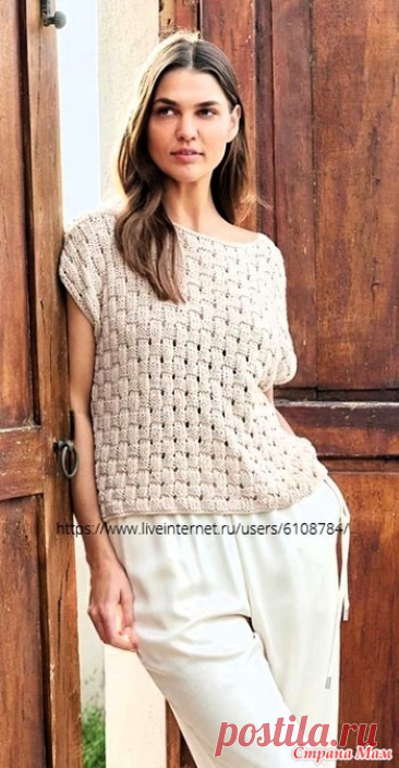 Топ Shirt Landlust Baumwolle от Lana Grossa. Спицы. Размер: 36/38 (40/42 - 44/46 - 48/50)  Информация для размеров 40/42, 44/46 и 48/50 указана в скобках и разделена дефисами.
