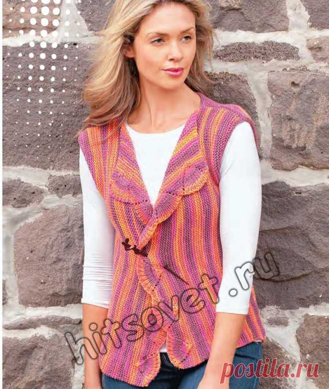Жилет спицами схема - Хитсовет Жилет спицами схема. Модный женский жилет с ажурными бордюрами со схемой и бесплатным описанием вязания.