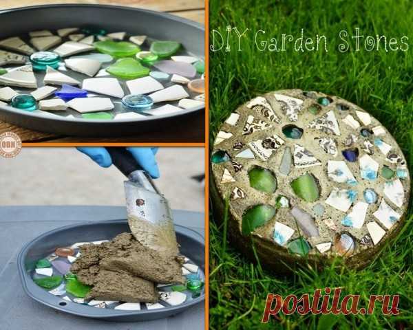 DIY Cake Pan Mosaic Garden Stepping Stone