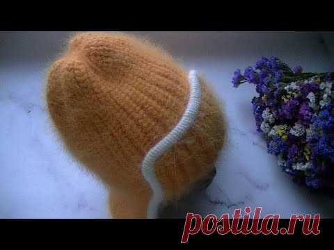 БОМБИЧЕСКАЯ ШАПКА - УШАНКА ПОЛУПАТЕНТНОЙ РЕЗИНКОЙ ИЗ ПРЯЖИ ПУХ НОРКИ.
