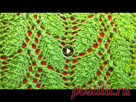 Ажурный узор Листочки спицами. Видео урок вязание на спицах для начинающих Openwork pattern Leaflets Как связать Ажурный узор Листочки спицами. Обучающий видео урок вязание на спицах для начинающих. Openwork pattern needles Leaflets. Video tutorial kn...