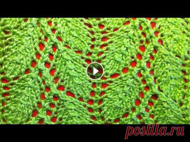 Ажурный узор Листочки спицами. Видео урок вязание на спицах для начинающих Openwork pattern Leaflets Как связать Ажурный узор Листочки спицами. Обучающий видео урок вязание на спицах для начинающих. Openwork pattern needles Leaflets. Video tutorial kn...