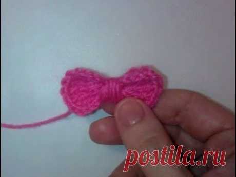 Бантик крючком для шапки Просто Small crochet bow for the hat