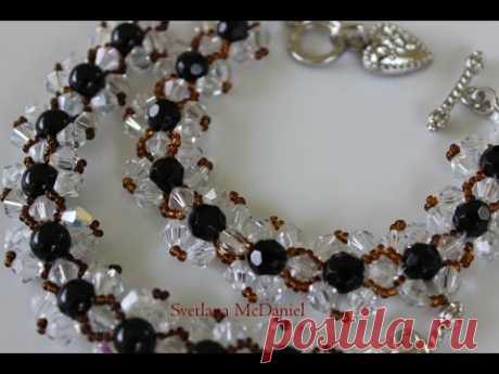 How to make  a Bracelet with crystals . Как сделать браслет из бисера и кристаллов