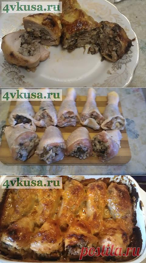 Куриные голени, фаршированные гречкой с грибами | 4vkusa.ru