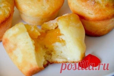 Как приготовить творожные кексы с заварным кремом и персиковым джемом. - рецепт, ингридиенты и фотографии