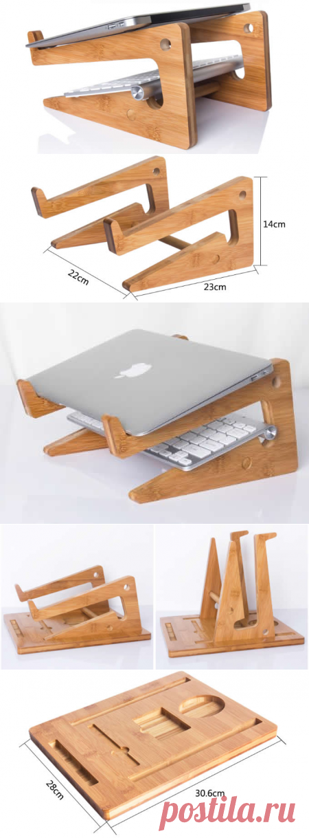 Wooden Bamboo Mount Holder Cradle Stand For MacBook Air / Pro - FeelGift