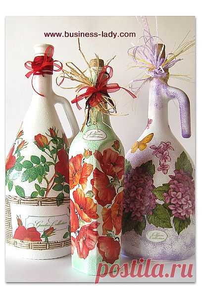 Блоги@Mail.Ru: Декупаж бутылок.