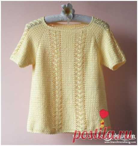 Кофточка крючком красивым узором. Летняя кофточка крючком с ажурными дорожками Кофточка крючком красивым узором. Летняя кофточка крючком с ажурными дорожками