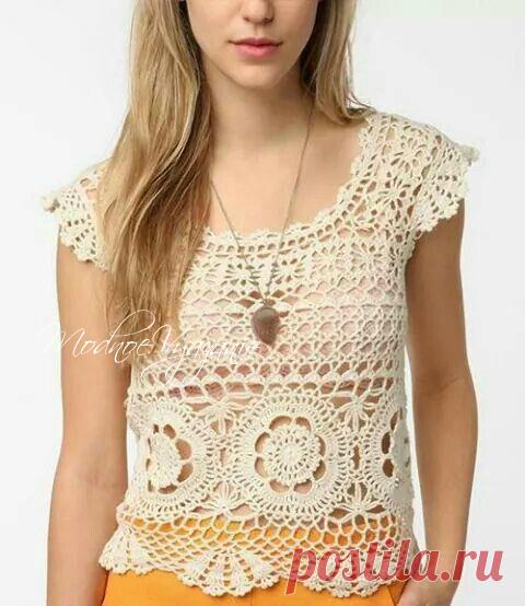 Топик круглыми мотивами - Crochet Modnoe Vyazanie