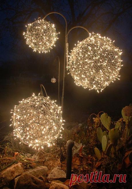 Оригинальная идея подсветки для сада