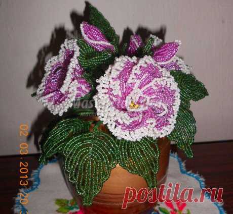 Цветы из бисера. Гибискус. Мастер класс с пошаговыми фото