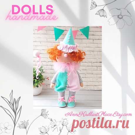 Clown Rag Doll Fabric Doll Handmade Doll Textile Doll Cloth | Etsy