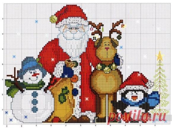 Дед Мороз - схема вышивки крестиком / Вышивание крестиком - схемы вышивки для начинающих, картинки / КлуКлу. Рукоделие - бисероплетение, квиллинг, вышивка крестом, вязание