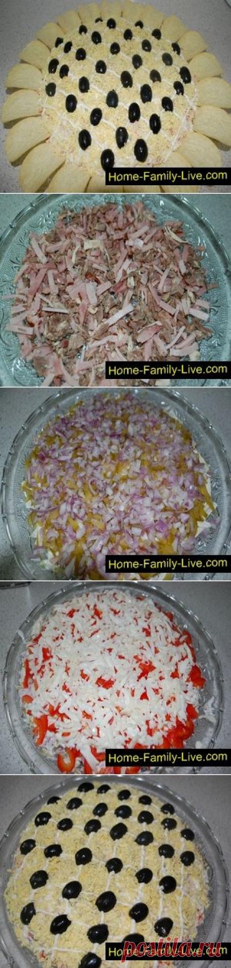 Салат Подсолнух - пошаговый рецепт с фотоКулинарные рецепты